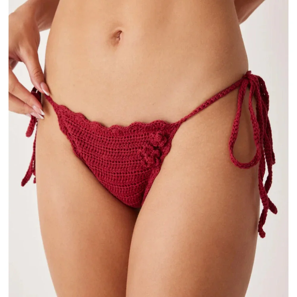 NEW FRANKIES BIKINIS RUBY MACKENZIE STRING CROCHET BIKINI SWIMSUIT BOTTOMS XL